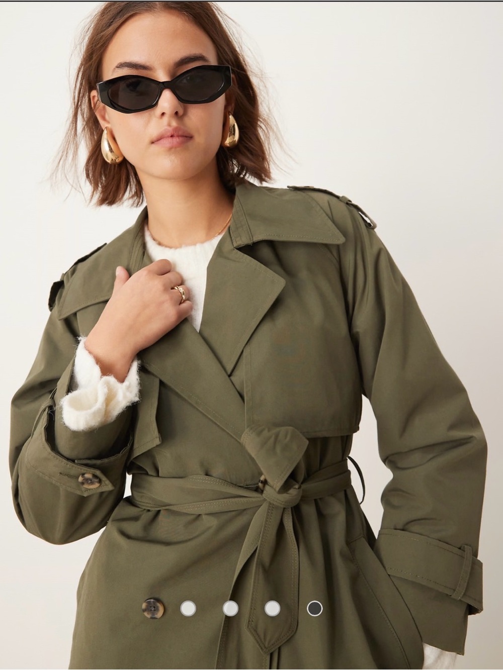 Abercrombie & Fitch Olive Green Trench Coat - Size Medium